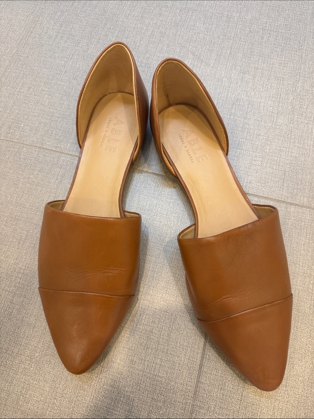 Able Women’s Cognac Leather Pointed Flats
